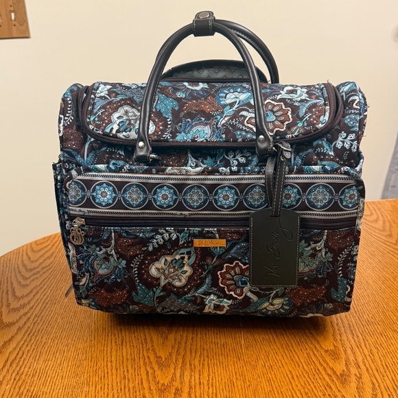 Vera Bradley Retired Java Blue Rolling Luggage Suitcase - Picture 1 of 11